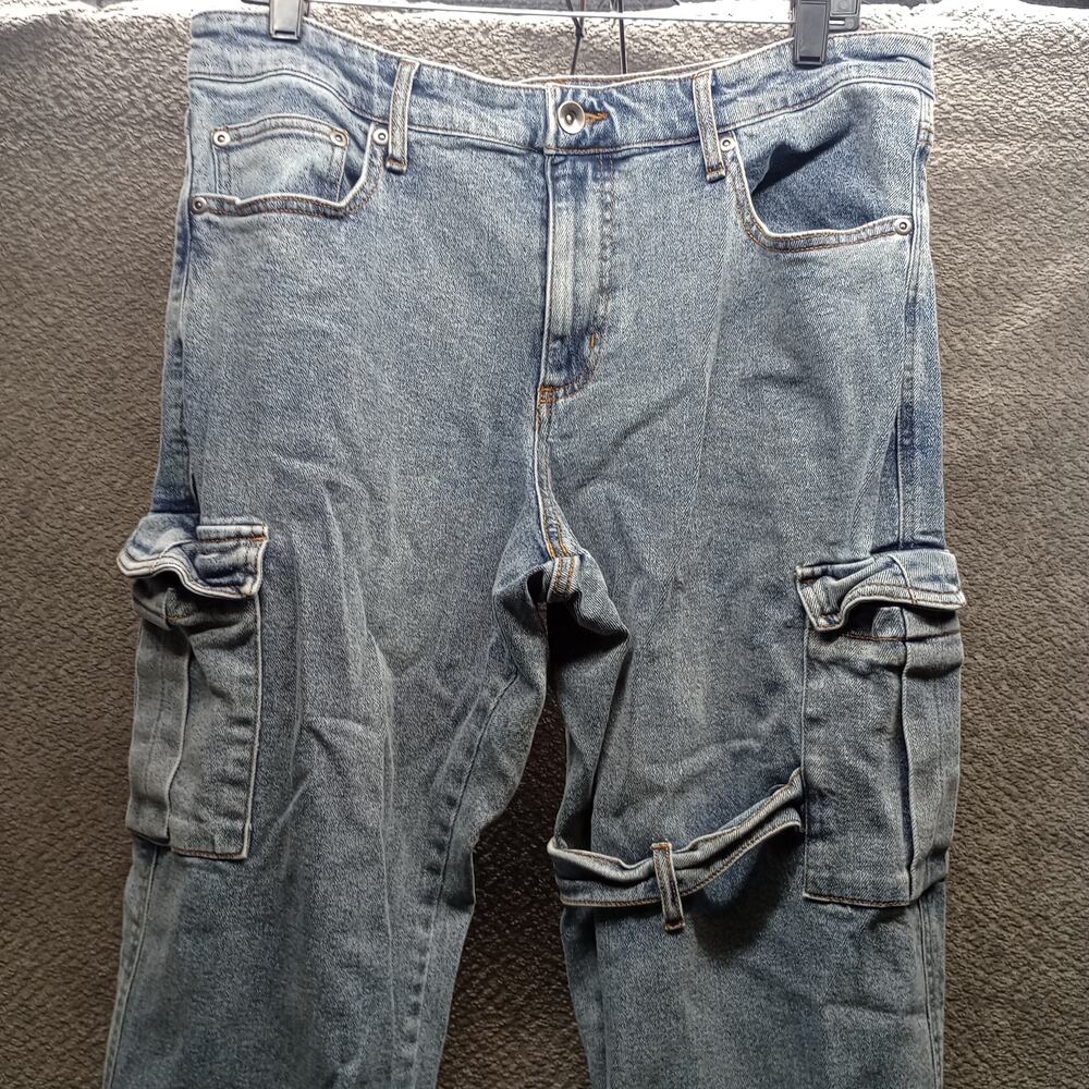 Hot Topic Men Wide Strap Leg Cotton Cargo Jeans 34x32 - Picture 8 of 12